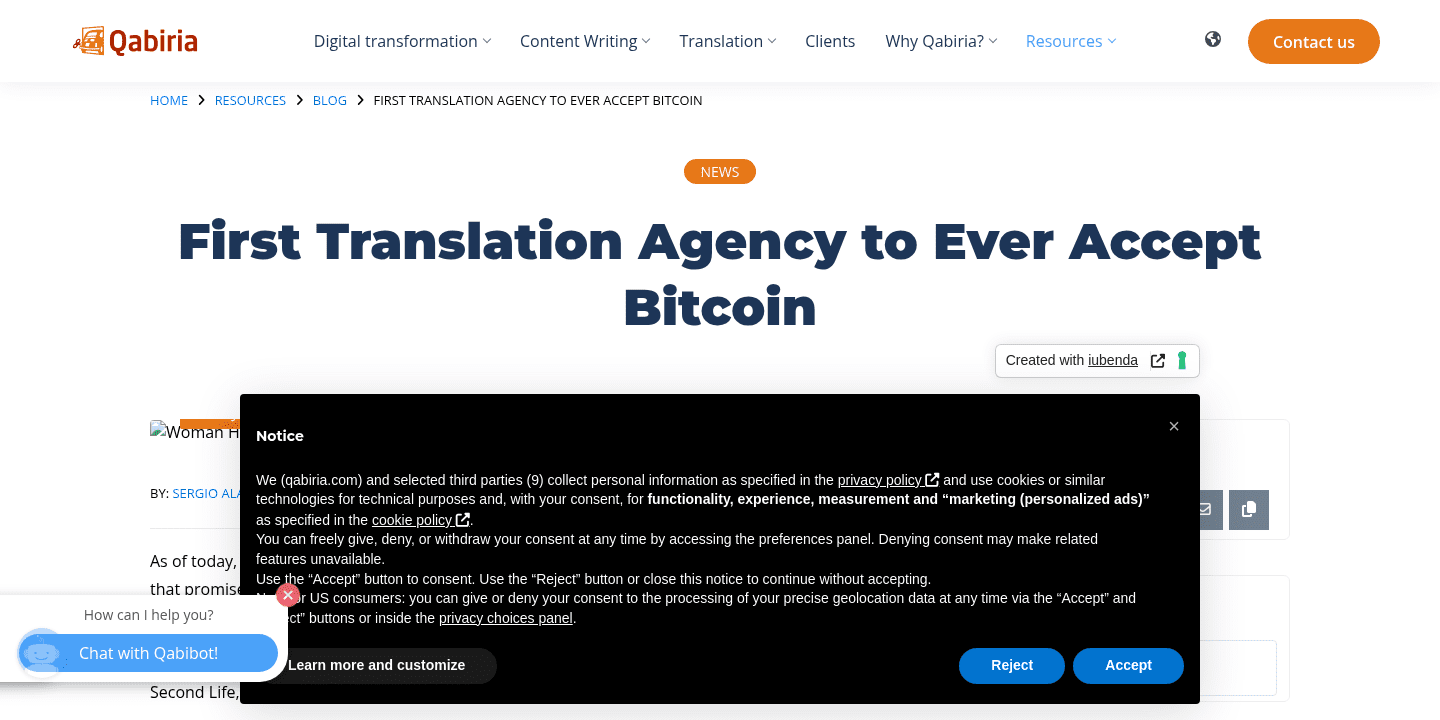 First Translation Agency to Ever Accept Bitcoin | Language and technology  consulting | Qabiria