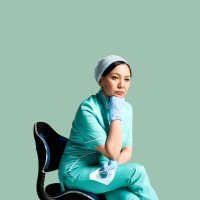 operatrice sanitaria seduta