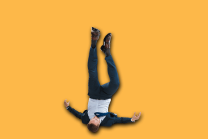 Man falling head over heels