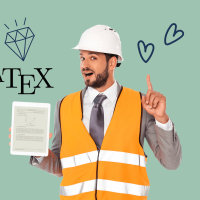 ingegnere con tablet manuale latex