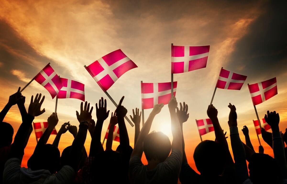 Crowd with Danish flags