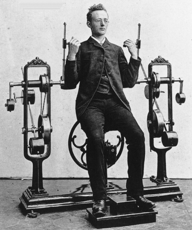 Person exercising with a machine
