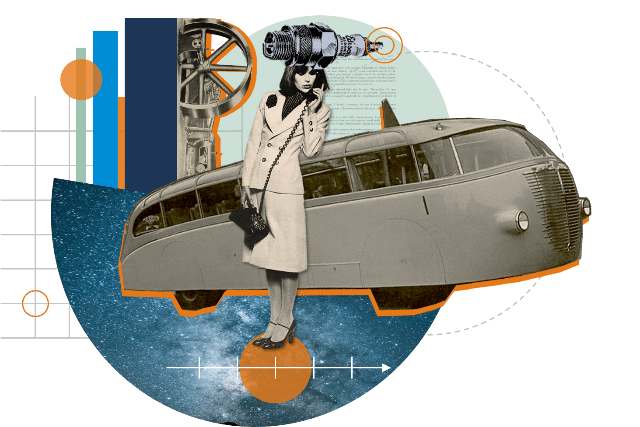 Collage with woman and coach