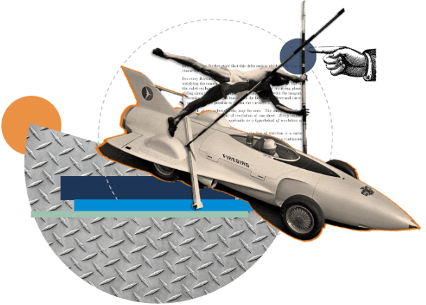 Collage with racing car and jumper