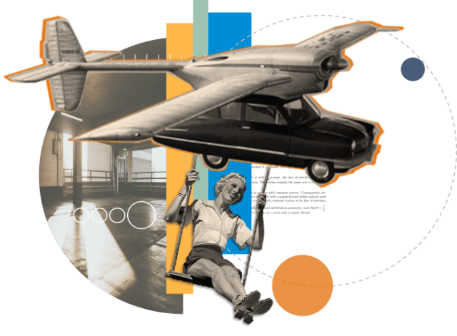 Collage with plane and seesaw