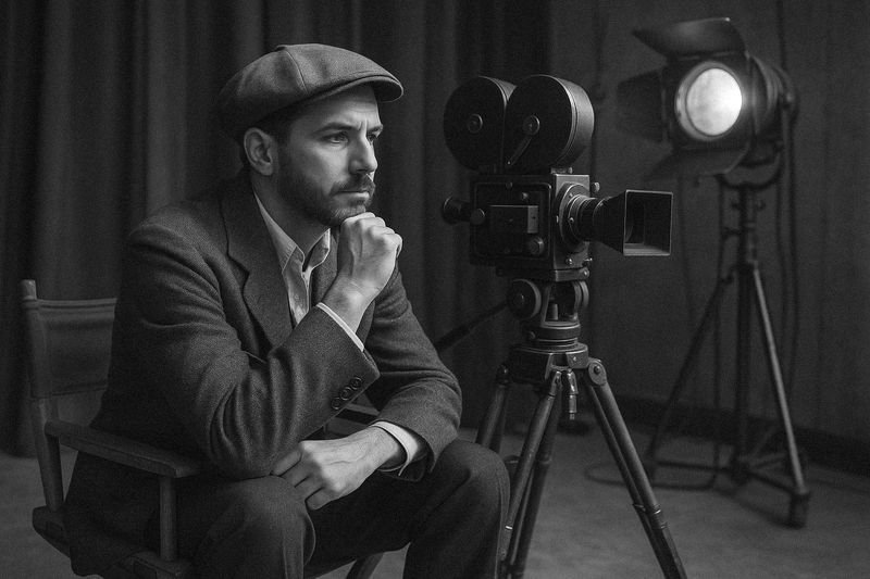 Regista in un set cinematografico