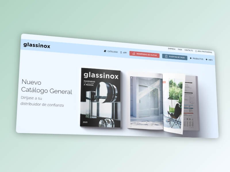 Screenshot della home page di Glassinox