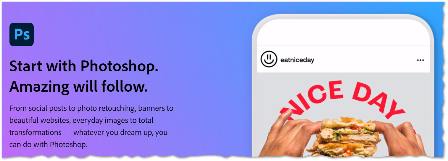 Adobe Photoshop homepage