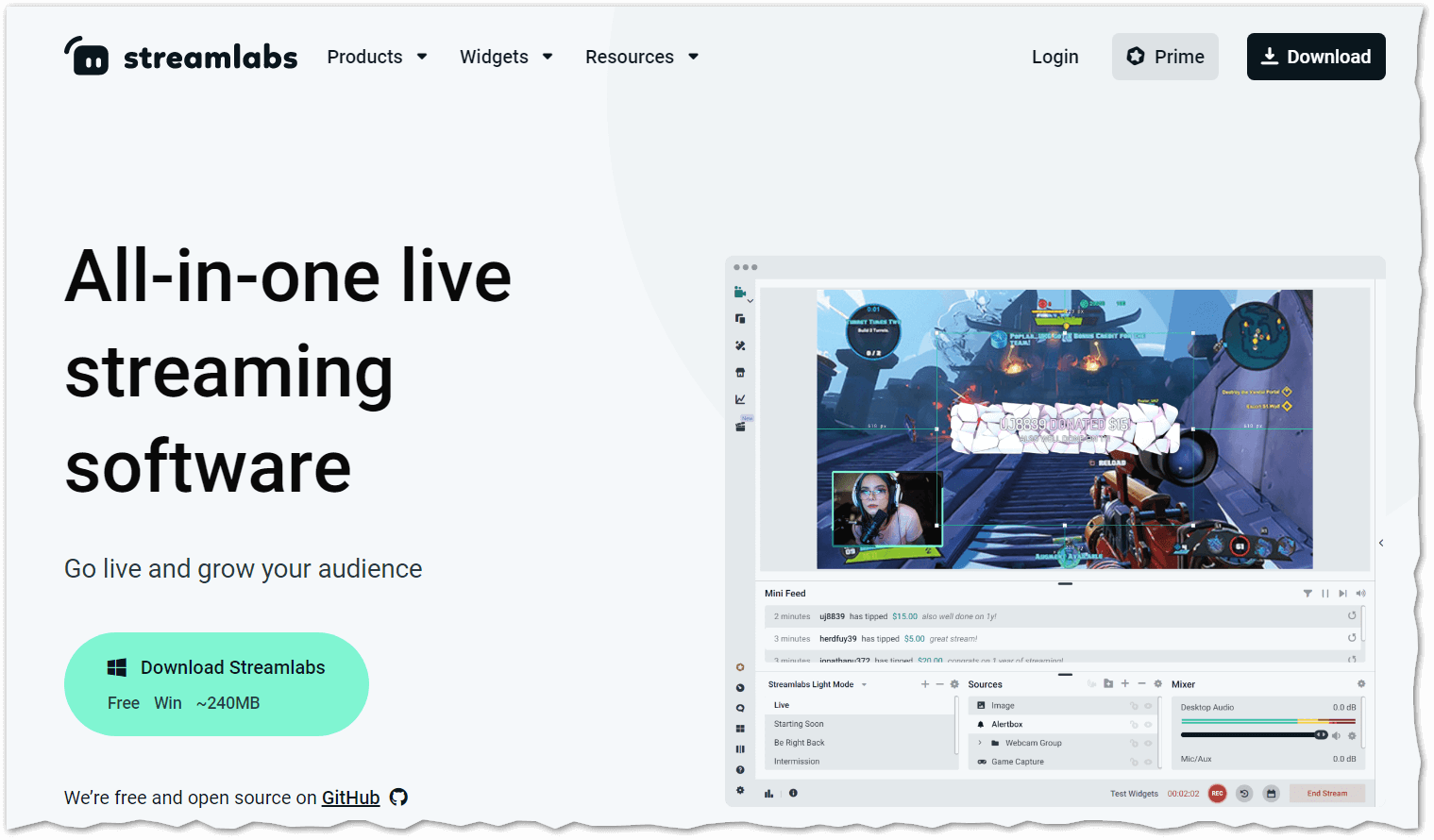 Streamlabs homepage