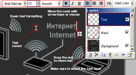 Editing text