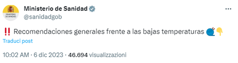 Pantalla del Ministerio de Sanidad