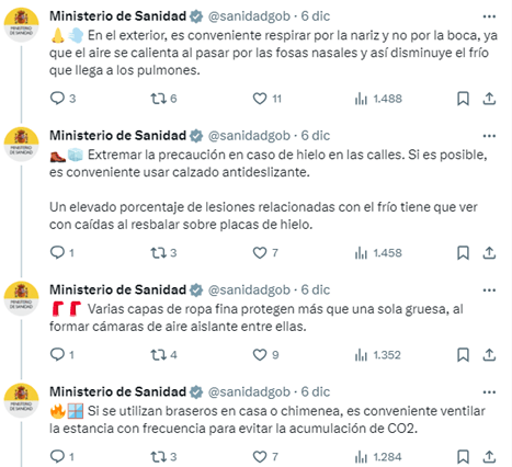 Pantalla del Ministerio de Sanidad