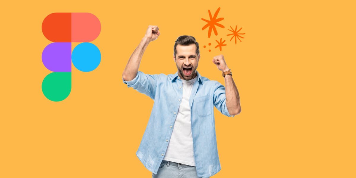 Excited man with figma logo