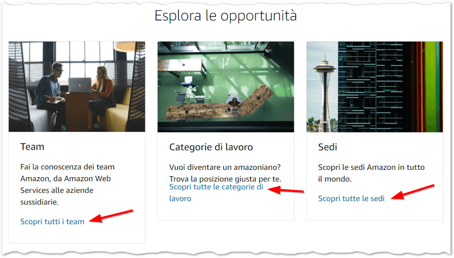 Schermata di Amazon Jobs